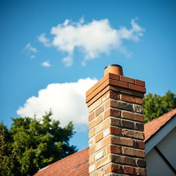 A detailed view of a brick chimney standing at a height of 1 meter, showcasing the intricate texture of the bricks and the traditional design of the chimney