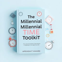 A captivating and modern cover design for the self-help book 'The Millennial Time Toolkit' by Apekshit Khare, focusing on the theme of effective time management
