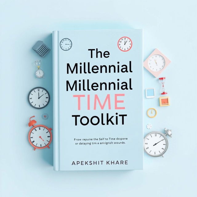 A captivating and modern cover design for the self-help book 'The Millennial Time Toolkit' by Apekshit Khare, focusing on the theme of effective time management