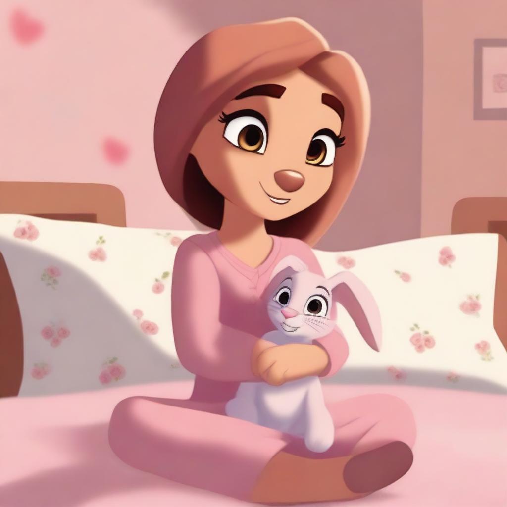 This is a high-quality digital art depicting Nala, a character in the style of Disney, in her pyjamas