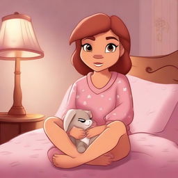 This is a high-quality digital art depicting Nala, a character in the style of Disney, in her pyjamas