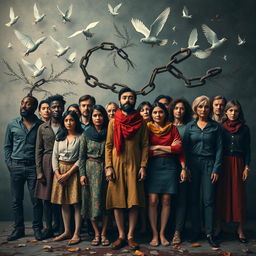 A thought-provoking and evocative scene representing the themes of human rights and madness