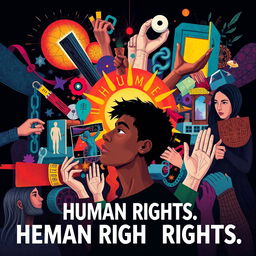 A powerful and thought-provoking illustration showcasing the intersection of human rights and mental disorder