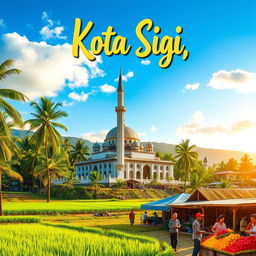 A vibrant depiction of Kota Sigli, Indonesia, highlighting its stunning natural beauty and local culture