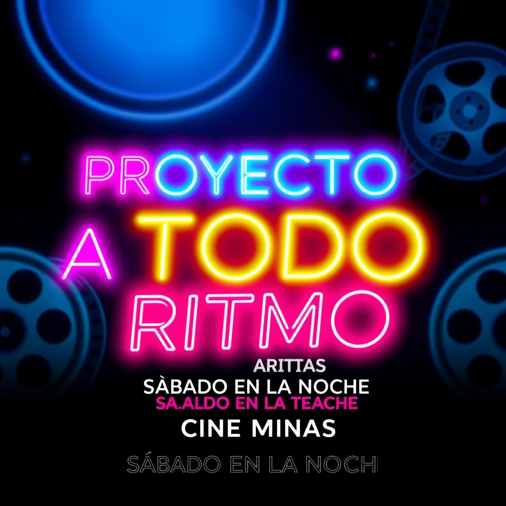 An eye-catching neon promotional graphic for an event titled 'PROYECTO A TODO RITMO'