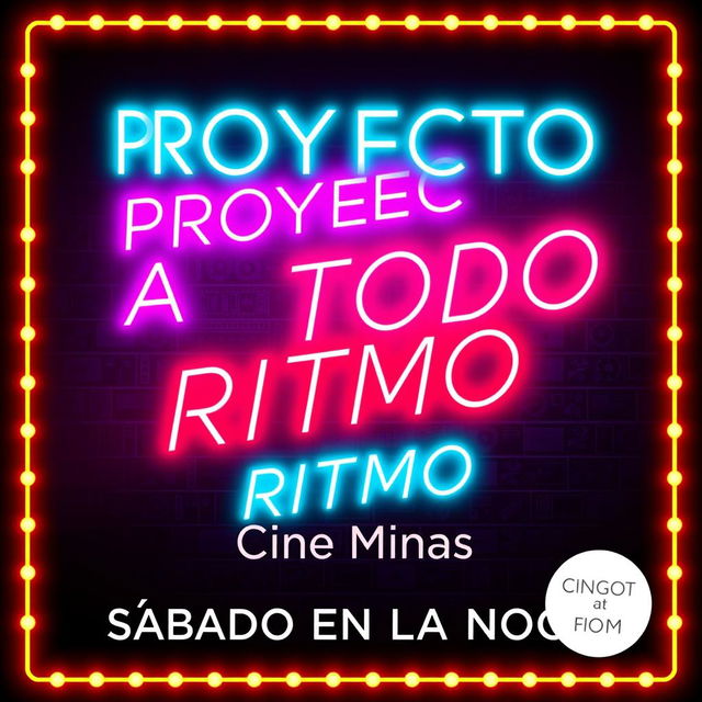 An eye-catching neon promotional graphic for an event titled 'PROYECTO A TODO RITMO'