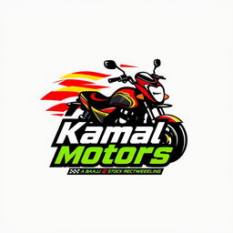 A logo design for 'Kamal Motors', a Bajaj 2 stock three-wheeler repair shop that also hosts racing competitions