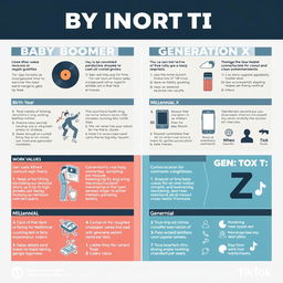 An informative infographic comparing the Baby Boomer, Generation X, Millennial, and Generation Z demographics