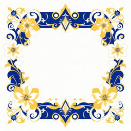 A sophisticated and elegant border design featuring intricate floral patterns, geometric shapes, and delicate swirls