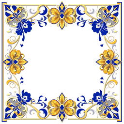 A sophisticated and elegant border design featuring intricate floral patterns, geometric shapes, and delicate swirls