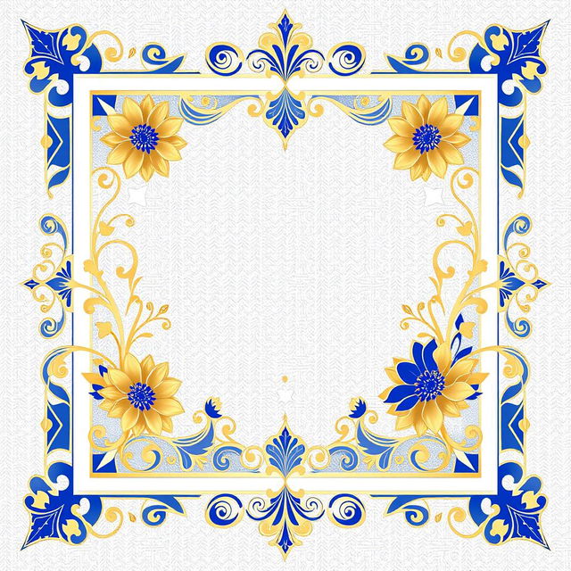 A sophisticated and elegant border design featuring intricate floral patterns, geometric shapes, and delicate swirls