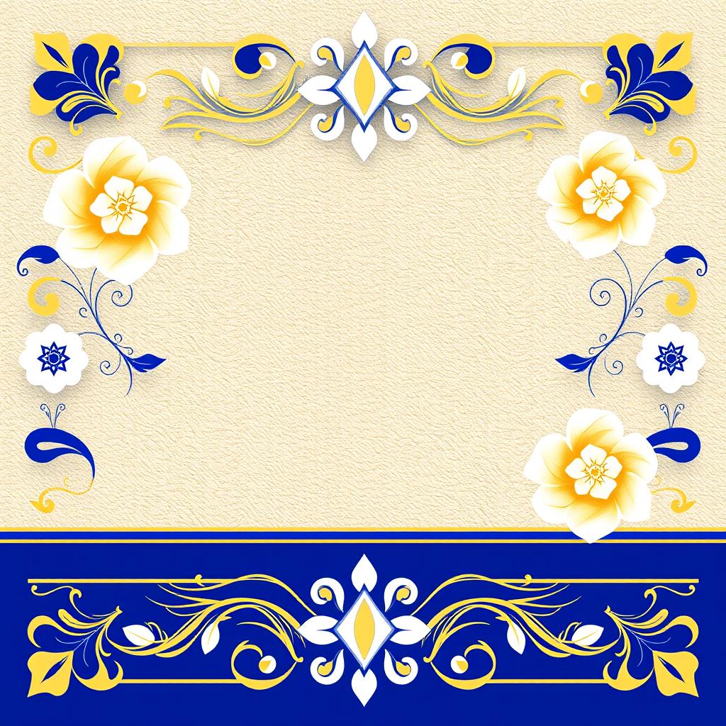 A sophisticated and elegant border design featuring intricate floral patterns, geometric shapes, and delicate swirls