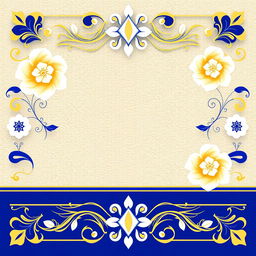 A sophisticated and elegant border design featuring intricate floral patterns, geometric shapes, and delicate swirls