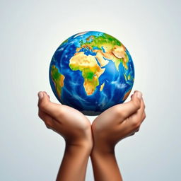 A beautifully detailed Earth globe in vibrant colors, positioned prominently in the center