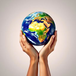 A beautifully detailed Earth globe in vibrant colors, positioned prominently in the center