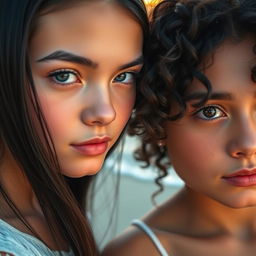 A mesmerizing scene featuring two girls together