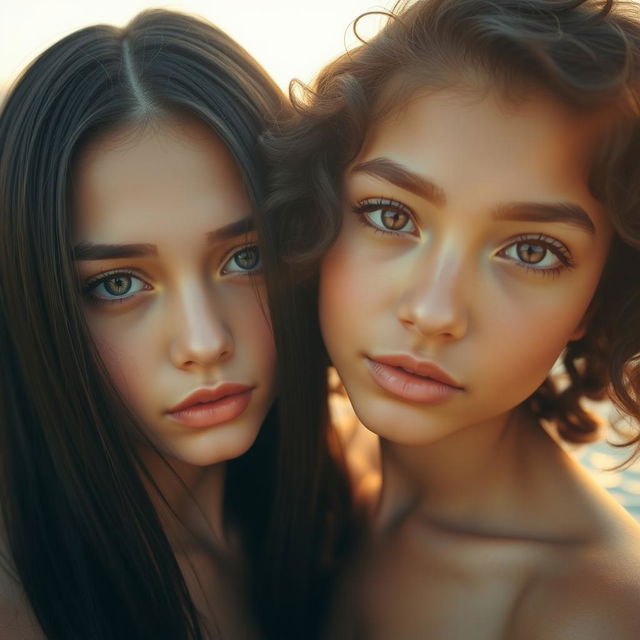 A mesmerizing scene featuring two girls together