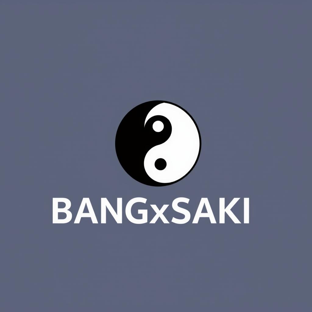 A high-quality logo design featuring the yin and yang symbol at its center, integrated creatively with the name 'BANGxSAKI'