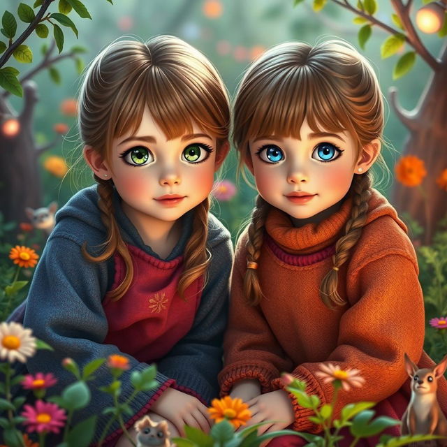 Two twin girls, daughters of Tonks and Remus, both with light brown hair