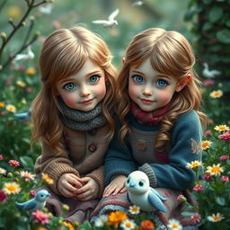 Two twin girls, daughters of Tonks and Remus, both with light brown hair