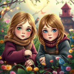 Two twin girls, daughters of Tonks and Remus, both with light brown hair