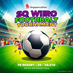 A vibrant and energetic poster showcasing SQ Wipro's first-ever football tournament