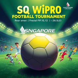 A vibrant and energetic poster showcasing SQ Wipro's first-ever football tournament