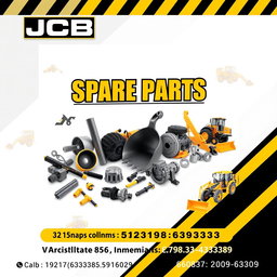 A vibrant and eye-catching banner design for Vardhman Machinery Store showcasing JCB spare parts