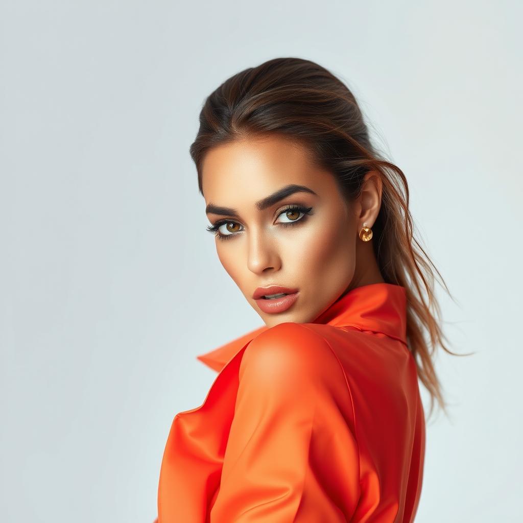 A stunning fashion model showcasing elegance and style, with a clear background