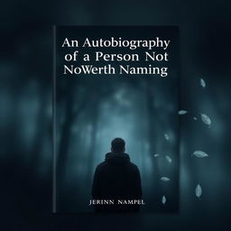 A book cover design for a mysterious autobiography titled "An Autobiography of a Person Not Worth Naming"