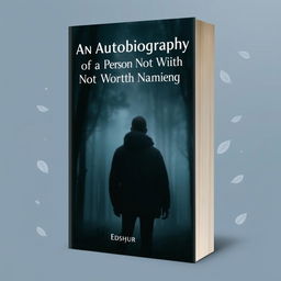 A book cover design for a mysterious autobiography titled "An Autobiography of a Person Not Worth Naming"