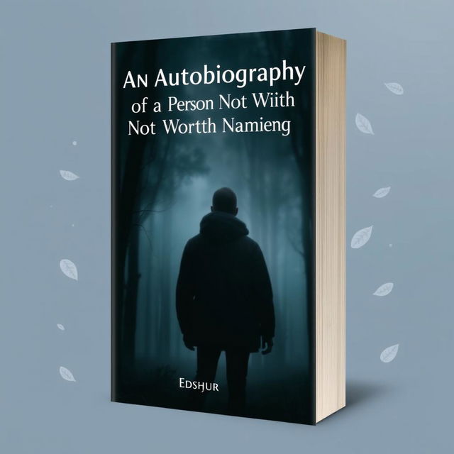 A book cover design for a mysterious autobiography titled "An Autobiography of a Person Not Worth Naming"