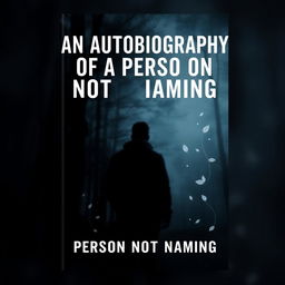 A book cover design for a mysterious autobiography titled "An Autobiography of a Person Not Worth Naming"