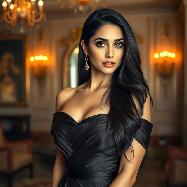 A glamorous portrait of a Bollywood actress inspired by Kareena Kapoor, featuring her in a stylish, elegant pose