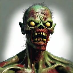 A high-quality digital art piece showcasing a humanoid zombie with exaggerated monstrous features