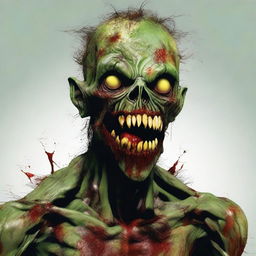 A high-quality digital art piece showcasing a humanoid zombie with exaggerated monstrous features