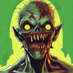 A high-quality digital art piece showcasing a humanoid zombie with exaggerated monstrous features