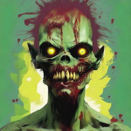 A high-quality digital art piece showcasing a humanoid zombie with exaggerated monstrous features