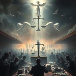 A dramatic and powerful scene depicting short sellers in a metaphorical marketplace, surrounded by an aura of tension and uncertainty