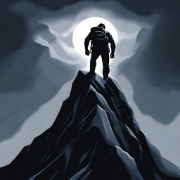 A high-quality digital art piece for a book cover, portraying a determined individual ascending a rugged mountain