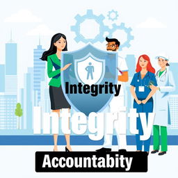 A visually striking editorial graphic illustrating the themes of accountability and integrity
