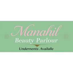 A logo design for "Manahil Beauty Parlour" featuring elegant typography with the name prominently displayed in a graceful font