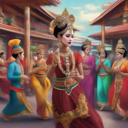 A vibrant digital art piece showcasing the richness of Indonesian culture