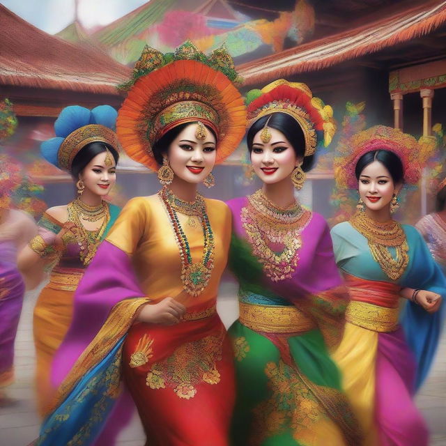 A vibrant digital art piece showcasing the richness of Indonesian culture