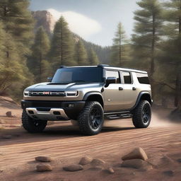 A high-quality, photo-realistic 3D render of the GMC Hummer EV