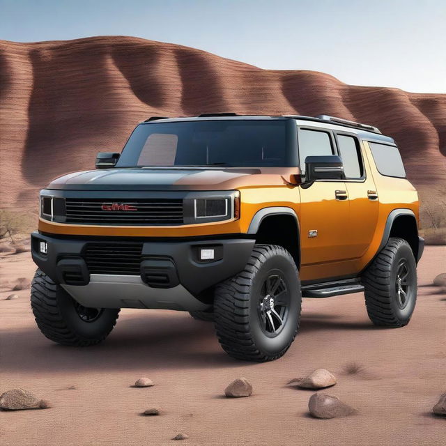 A high-quality, photo-realistic 3D render of the GMC Hummer EV