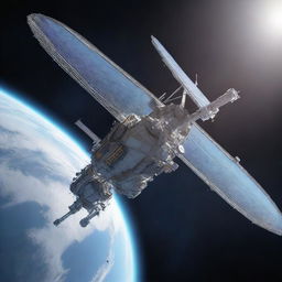 A high-quality, photo-realistic 3D render of a space station orbiting Earth