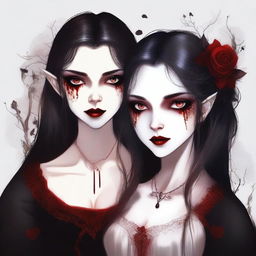 An image manifests the essence of a girl who is half-human, half-vampire