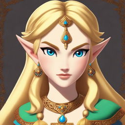 A captivating digital art image of a girl with blonde hair, bearing a striking resemblance to Riju from the Legend of Zelda