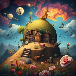 A whimsical depiction of Planet B612, the home of the Little Prince